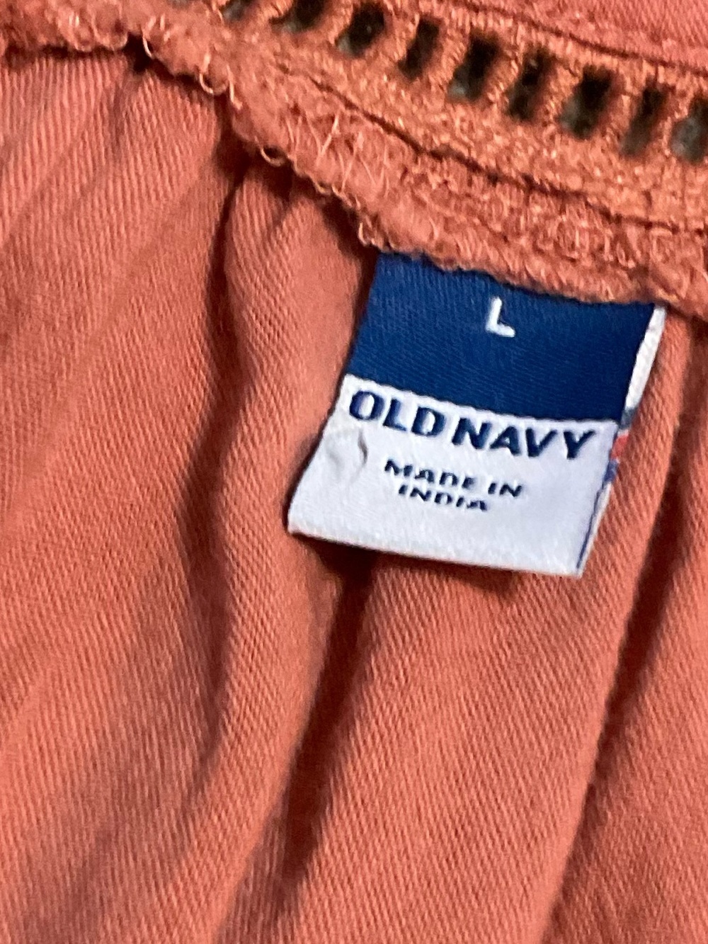 Old Navy Coral Peasant Blouse with Gathered V-Neck Large - Picture 4 of 7